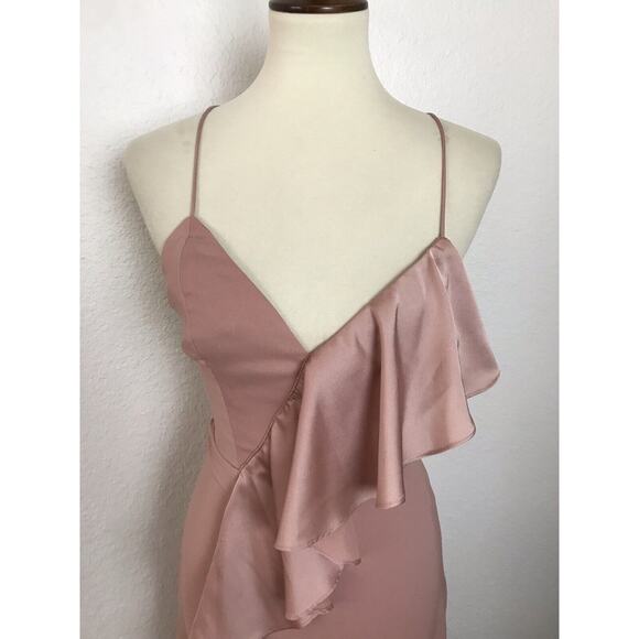 Fame and Partners Maxi Dress Gown Callais Ruffle Open Lace Up - Picture 2 of 9